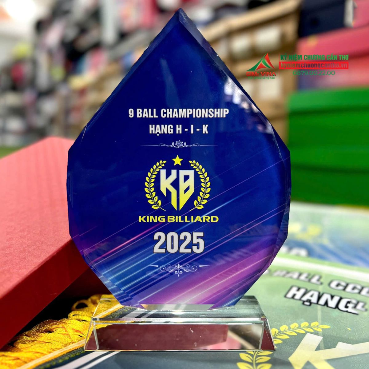 Kỷ niệm chương billiard chất liệu pha lê - Mẫu 5
