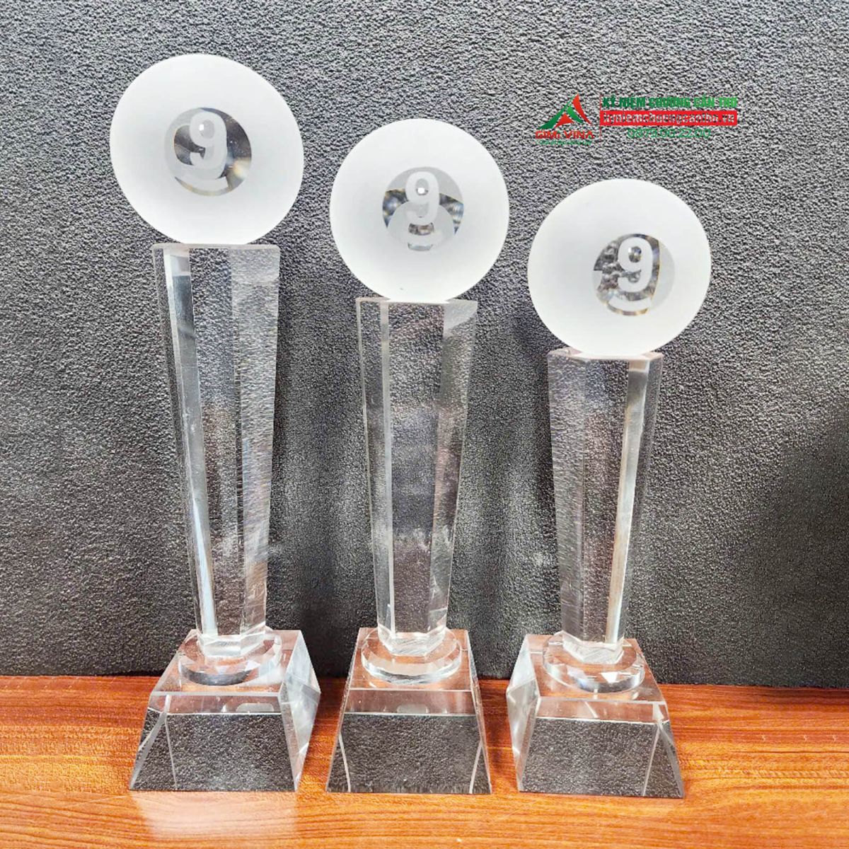 Kỷ niệm chương billiard chất liệu pha lê - Mẫu 4