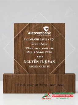 Kỷ niệm chương gỗ kết hợp Acrylic KNCG-18 quà tặng vinh danh cao cấp