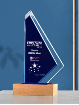 Kỷ niệm chương pha lê đế gỗ PLG008