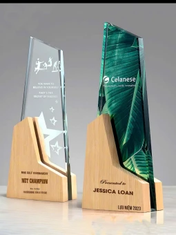 Kỷ niệm chương pha lê đế gỗ PLG013