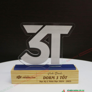 Kỷ niệm chương gỗ GM15 - Gỗ thông và Acrylic cao cấp