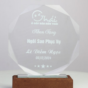 Kỷ niệm chương Pha lê đế gỗ cao cấp PLG002