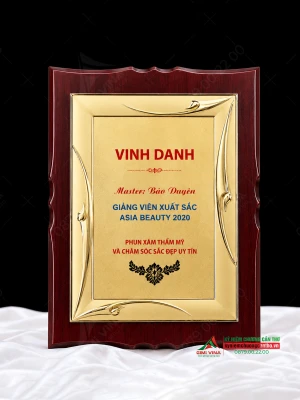Bảng vinh danh gỗ đồng làm quà tặng tri ân - GD02