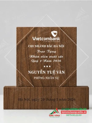 Kỷ niệm chương gỗ kết hợp Acrylic KNCG-18 quà tặng vinh danh cao cấp