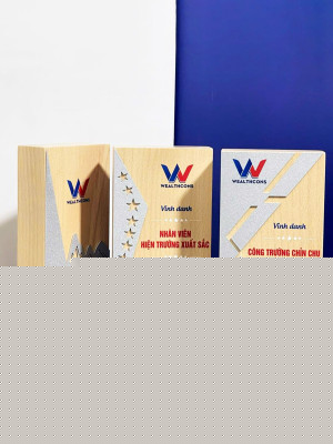 Kỷ niệm chương gỗ GM30 gỗ tự nhiên kết hợp Alu cao cấp