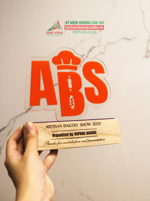 Kỷ niệm chương gỗ thông kết hợp Mica GM26