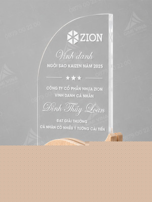 Kỷ niệm chương vinh danh Gỗ kết hợp Acrylic trong suốt KNCG-22