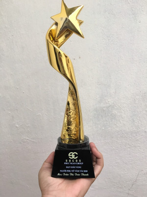 Cúp kim loại mạ vàng ngôi sao - KL207