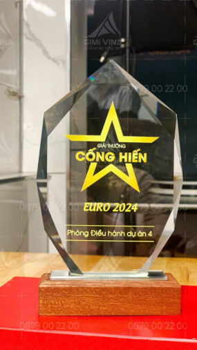 Mẫu Kỷ Niệm Chương Pha Lê Đế Gỗ • Gimi