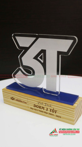Kỷ niệm chương gỗ GM15 - Gỗ thông và Acrylic cao cấp