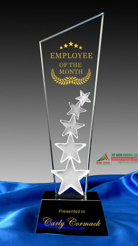 Kỷ niệm chương pha lê vinh danh hoạ tiết 5 ngôi sao PL336 • Gimi Awards